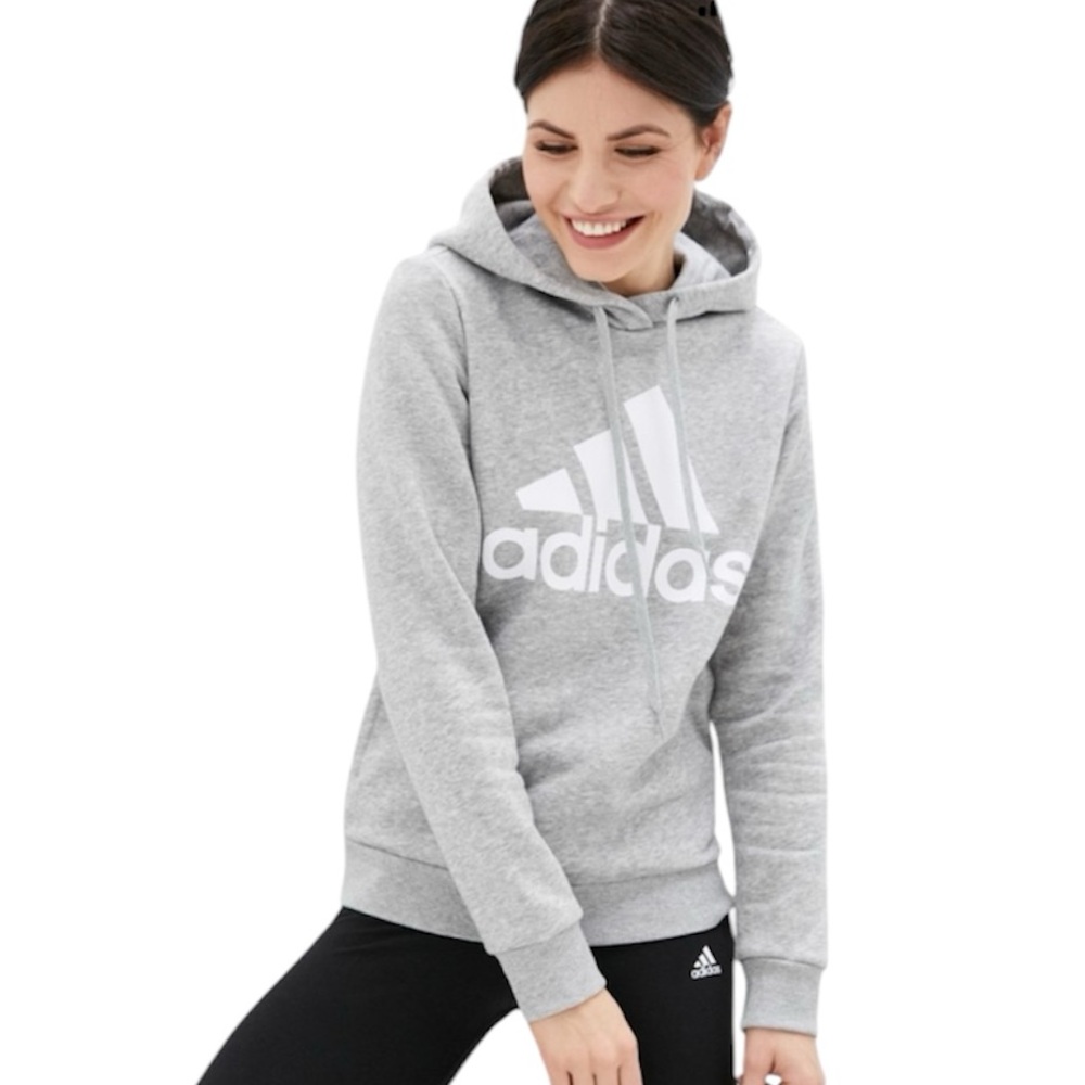 Adidas Women’s Gray Heather Logo Athleisure Hoodie Size 1X NEW
